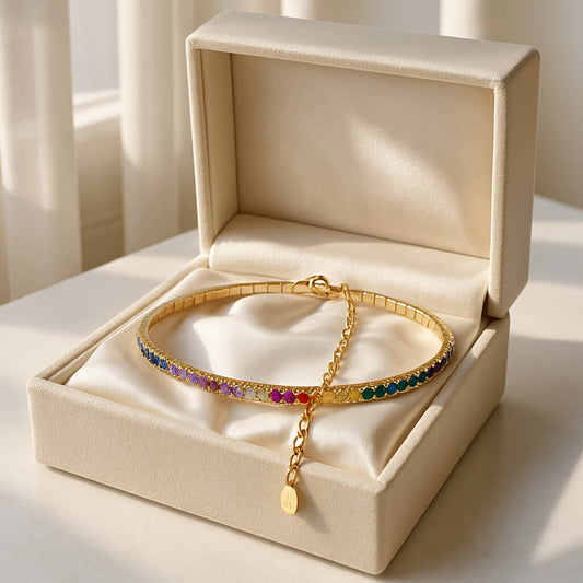 bracelet couleur exposition ecrin satin blanc