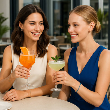 bracelet deux femmes souriante cocktail terrasse