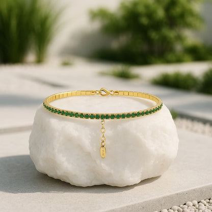 bracelet dore pierre verte quartz