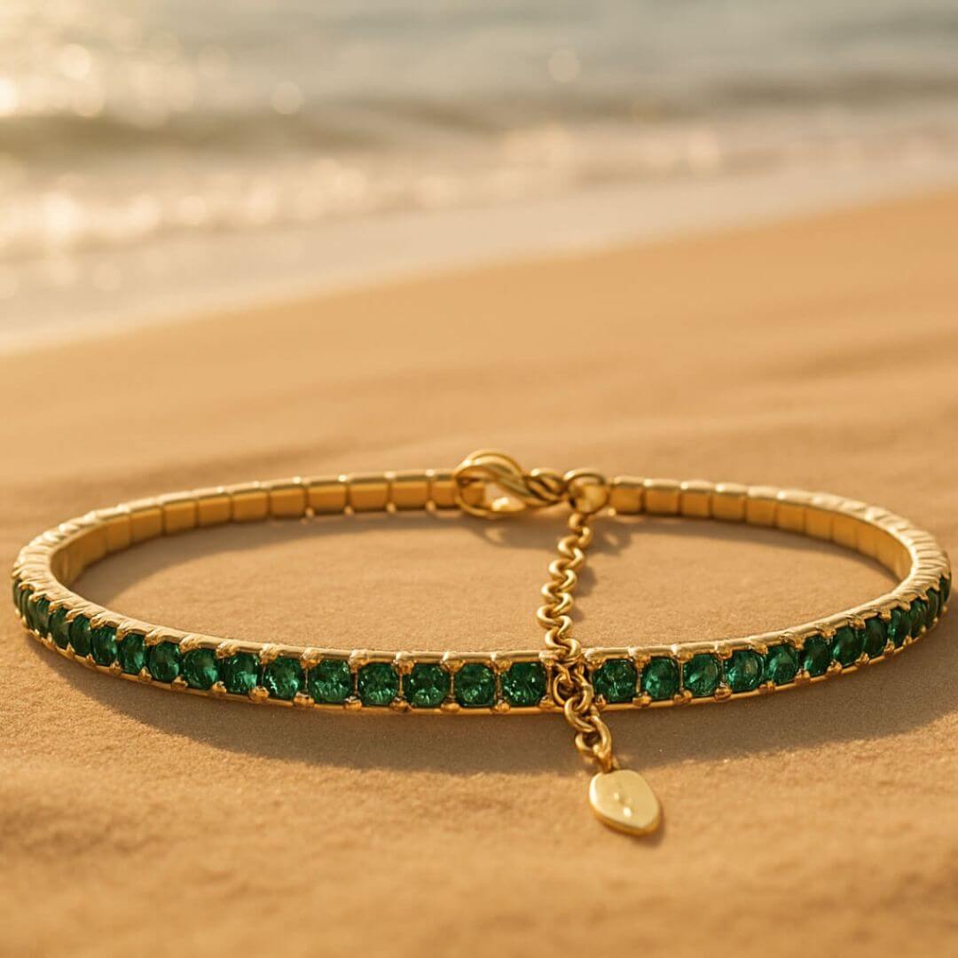 bracelet pose sable coucher soleil mer